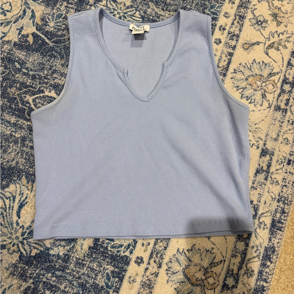 blue cropped tank